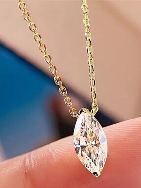 14K Gold Womens 1ct Solitaire Diamond Pendant Necklace 18" Ladies New Jewelry